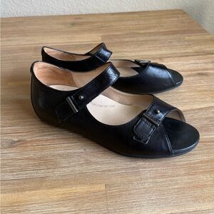 ZIERA Black Open Toe Wedge Sandals US 8 - 8.5 39 WIDE